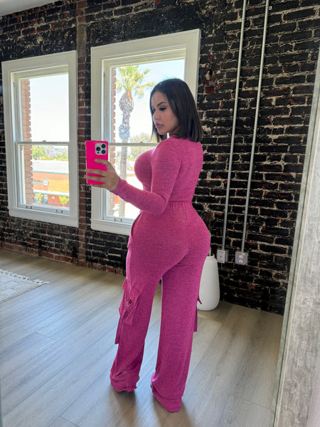 Brit two piece set (hot pink) 6463